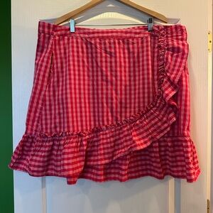 Draper James X Eloquii Plus Size Red Gingham Ruffle Skirt